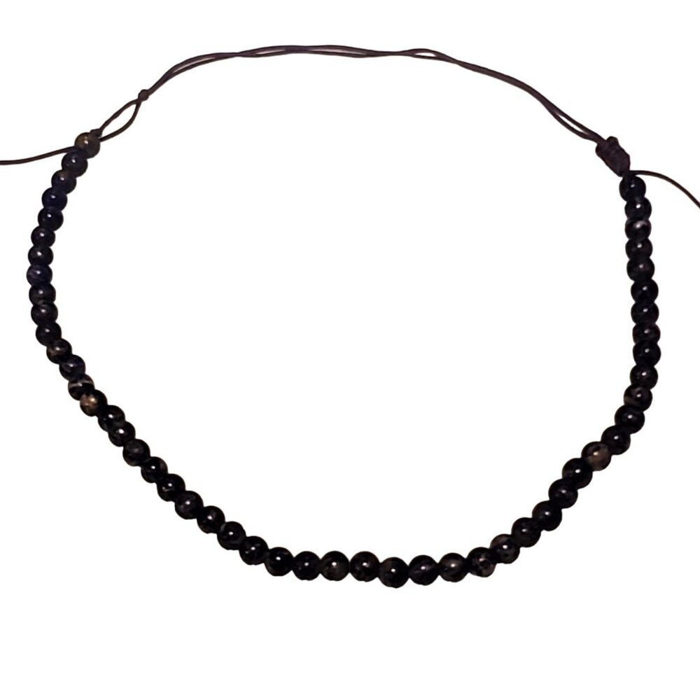 Dark Blue Clay Beaded Choker Necklace Boho Goth Mermaidcore
